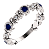 14k White Gold Blue Sapphire and Diamond Leaf Ring