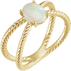 14k Yellow Gold Opal Cabochon Rope Ring