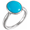 14k White Gold Bezel Oval Turquoise Solitaire Ring