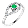 14k White Gold Emerald and White Sapphire Evil Eye Ring