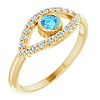 14k Yellow Gold Aquamarine and Yellow Sapphire Evil Eye Ring