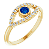 14k Yellow Gold Blue Sapphire and Yellow Sapphire Evil Eye Ring