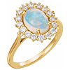 14k Yellow Gold Halo Ethiopian Opal Ring with Diamonds