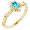 14k Yellow Gold 1/5 ct Oval Aquamarine and Diamond Halo Ring