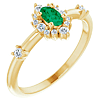 14k Yellow Gold 1/5 ct Oval Emerald and Diamond Halo Ring