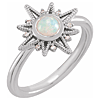 14K White Gold 1/4 ct Opal and Diamond Celestial Ring