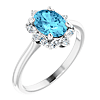 14k White Gold 1.15 ct Oval Aquamarine Halo Ring with 1/3 ct Diamonds