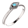 14k White Gold Stackable Aquamarine Evil Eye Ring