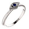 14k White Gold Stackable Blue Sapphire Evil Eye Ring