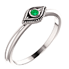 14k White Gold Stackable Emerald Evil Eye Ring
