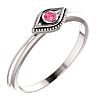 14k White Gold Stackable Pink Tourmaline Evil Eye Ring
