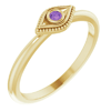 14k Yellow Gold Stackable Amethyst Evil Eye Ring