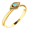 14k Yellow Gold Stackable Aquamarine Evil Eye Ring