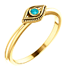 14k Yellow Gold Stackable Blue Zircon Evil Eye Ring