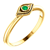 14k Yellow Gold Stackable Emerald Evil Eye Ring