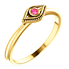 14k Yellow Gold Stackable Pink Tourmaline Evil Eye Ring