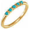 14k Yellow Gold Five Stone Turquoise Stackable Ring