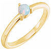 14k Yellow Gold White Opal Cabochon Ring