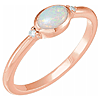 14k Rose Gold 6mm x 4mm Oval Opal Ring with Diamonds