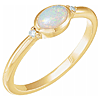 14k Yellow Gold 6mm x 4mm Oval Opal Ring with Diamonds