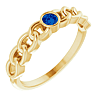 14k Yellow Gold Solitaire Blue Sapphire Curb Link Ring