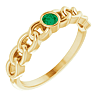 14k Yellow Gold Solitaire Natural Emerald Curb Link Ring
