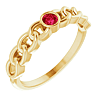 14k Yellow Gold Solitaire Ruby Curb Link Ring