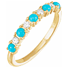 14k Yellow Gold Five Stone Turquoise Ring with 1/8 ct tw Diamond Accents