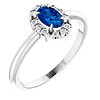14k White Gold Oval Blue Sapphire and Diamond French-set Halo Ring