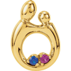 14k Yellow Gold Mother and Child Pendant With Two Birthstones