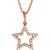 14kt Rose Gold 1/6 ct Diamond Petite Star 16in Necklace