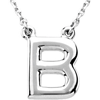 Sterling Silver Block Initial B 16in Necklace