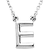 Sterling Silver Block Initial E 16in Necklace