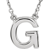 Sterling Silver Block Initial G 16in Necklace