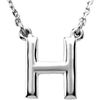 Sterling Silver Block Initial H 16in Necklace