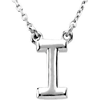 Sterling Silver Block Initial I 16in Necklace