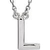 Sterling Silver Block Initial L 16in Necklace