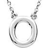 Sterling Silver Block Initial O 16in Necklace
