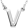 Sterling Silver Block Initial V 16in Necklace