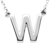 Sterling Silver Block Initial W 16in Necklace