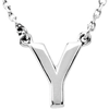 Sterling Silver Block Initial Y 16in Necklace