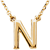 14k Yellow Gold Letter N Initial Necklace 16in