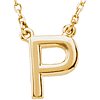 14k Yellow Gold Letter P Initial Necklace 16in
