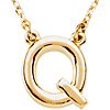 14K Yellow Gold Letter Q Initial Necklace 16in