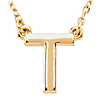 14k Yellow Gold Letter T Initial Necklace 16in
