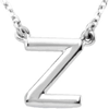Sterling Silver Block Initial Z 16in Necklace