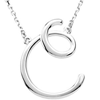 Sterling Silver Script Initial C 16in Necklace