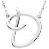 Sterling Silver Script Initial D 16in Necklace