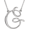 Sterling Silver Script Initial G 16in Necklace