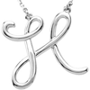 Sterling Silver Script Initial H 16in Necklace